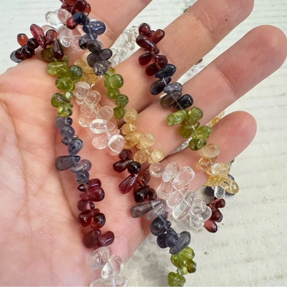 Natural Multi Gemstone Tear Drops Briolette Beaded Necklace 6-10 MM 38 Inch - Picture 16 of 16
